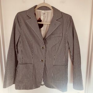 Morrissey Y? Striped Blazer in Black and White, Size 10, Floral‎ Lining, Vintage